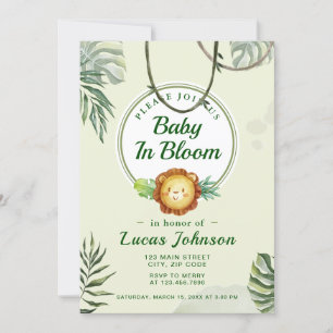 Baby in Bloom Jungle Shower Jongens Uitnodiging