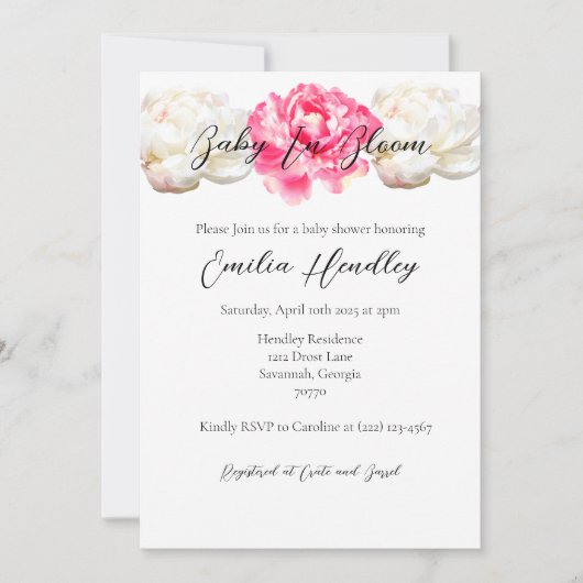 Baby In Bloom - Klassieke Pioen Kaart (Voorkant)