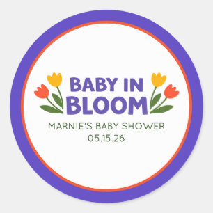 Baby in Bloom Kleurrijke Tulp Chic Baby Borrel Ronde Sticker