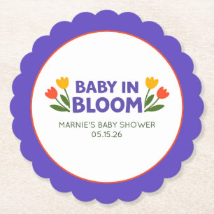 Baby in Bloom Kleurrijke Tulp Chic Baby Shower Kartonnen Onderzetters