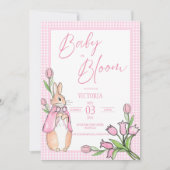 Baby in Bloom Konijnenkonijn Roze Baby shower Kaart (Voorkant)