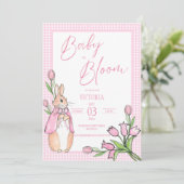 Baby in Bloom Konijnenkonijn Roze Baby shower Kaart (Staand voorkant)