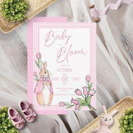 Baby in Bloom Konijnenkonijn Roze Baby shower Kaart