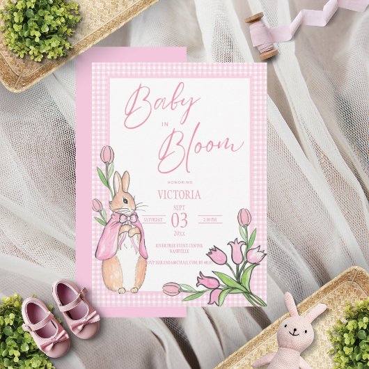 Baby in Bloom Konijnenkonijn Roze Baby shower Kaart