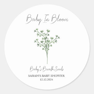 Baby in Bloom l Baby's Breath Seeds Baby shower Ronde Sticker
