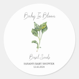 Baby in Bloom L Basil Seeds Baby shower Ronde Sticker