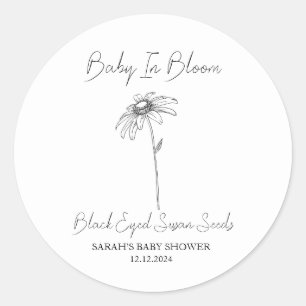 Baby In Bloom l Black eyed susan Seeds Baby shower Ronde Sticker