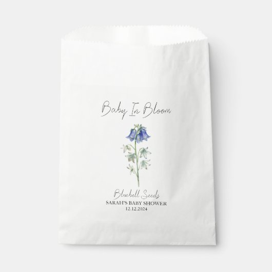 Baby in Bloom l Bluebell Seeds Baby shower Bedankzakje (Voorkant)