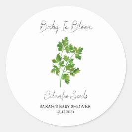 Baby in Bloom l Cilantro Seeds Baby shower Ronde Sticker