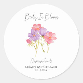 Baby in Bloom l Cosmos Seeds Baby shower Ronde Sticker