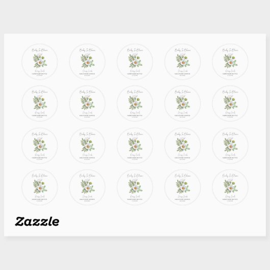 Baby in Bloom l Daisy Seeds Baby shower Ronde Sticker (Vel)
