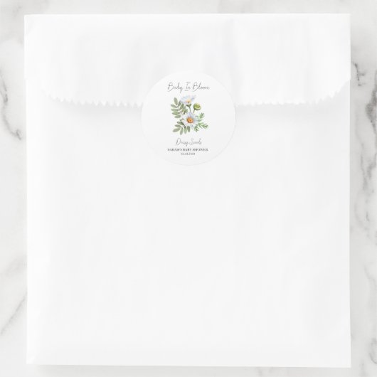 Baby in Bloom l Daisy Seeds Baby shower Ronde Sticker (Tas)