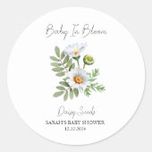 Baby in Bloom l Daisy Seeds Baby shower Ronde Sticker (Voorkant)