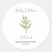 Baby in Bloom l Dill Seeds Baby shower Ronde Sticker (Voorkant)