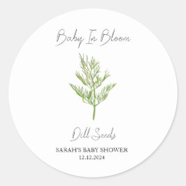 Baby in Bloom l Dill Seeds Baby shower Ronde Sticker