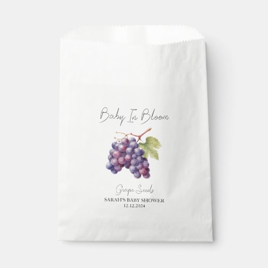 Baby in bloom l druivenpitten Baby shower Bedankzakje (Voorkant)