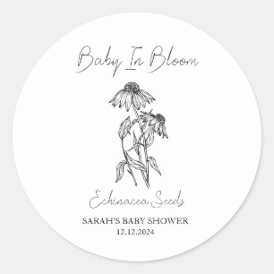Baby in Bloom l Echinacea Seeds Baby shower Ronde Sticker