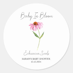 Baby in Bloom l Echinacea Seeds Baby shower Ronde Sticker