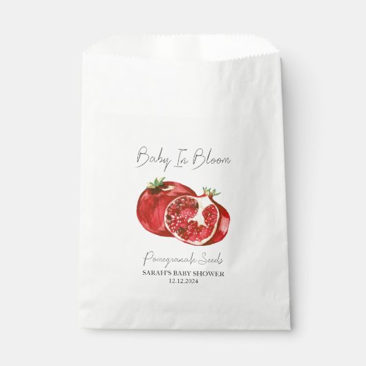 Baby in Bloom l Granaatappel Zaden Baby shower Bedankzakje (Voorkant)