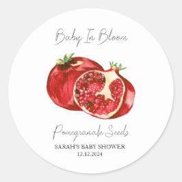 Baby in Bloom l Granaatappel Zaden Baby shower Ronde Sticker