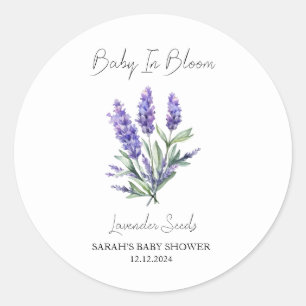 Baby in Bloom l Lavendel Seeds Baby shower Ronde Sticker