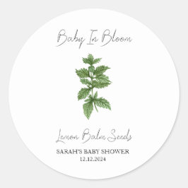 Baby in Bloom L Lemon Balm Seeds Baby shower Ronde Sticker