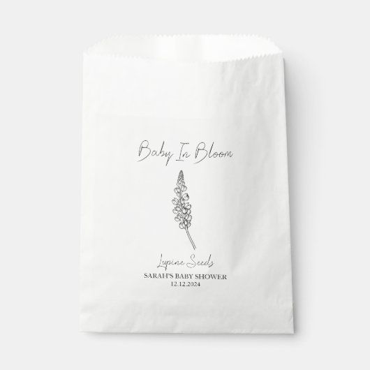 Baby in Bloom l Lupine Seeds Baby shower Bedankzakje (Voorkant)