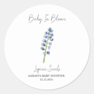 Baby in Bloom l Lupine Seeds Baby shower Ronde Sticker
