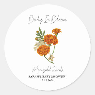 Baby in Bloom l Marigold Seeds Baby shower Ronde Sticker