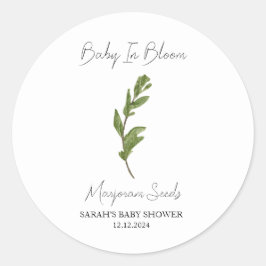 Baby in Bloom l Marjoram Seeds Baby shower Ronde Sticker