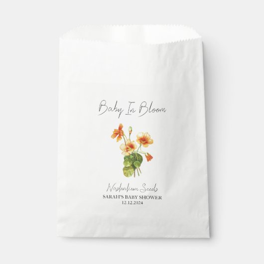 Baby in Bloom l Nasturtium Seeds Baby shower Bedankzakje (Voorkant)