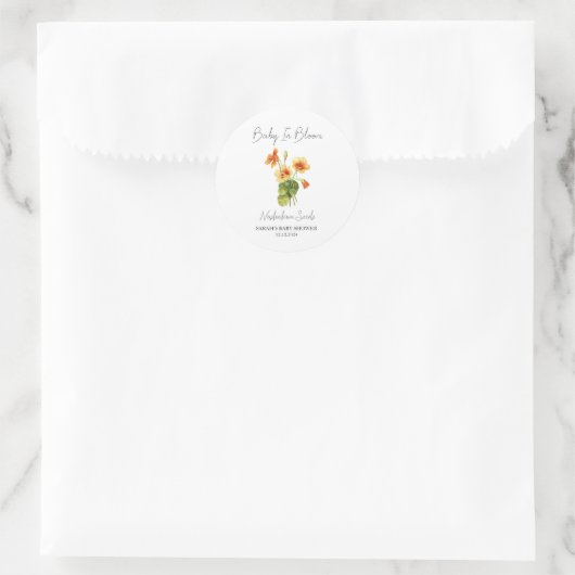 Baby in Bloom l Nasturtium Seeds Baby shower Ronde Sticker (Tas)