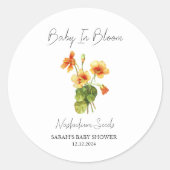 Baby in Bloom l Nasturtium Seeds Baby shower Ronde Sticker (Voorkant)