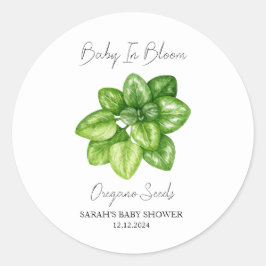 Baby in Bloom l Oregano Seeds Baby shower Ronde Sticker