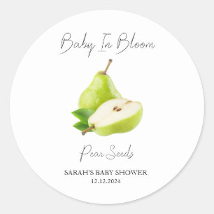 Baby in Bloom l Pear Seeds Baby shower Ronde Sticker