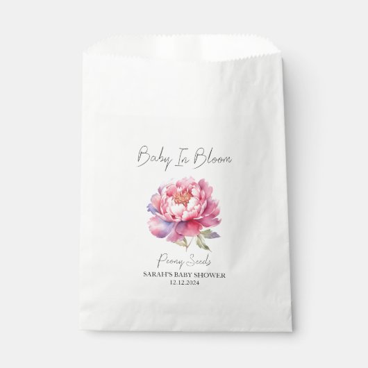Baby in Bloom l Peony Seeds Baby shower Bedankzakje (Voorkant)