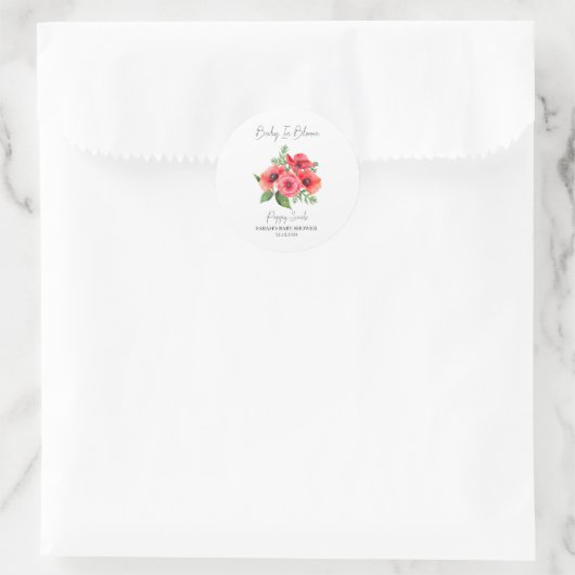 Baby in Bloom L Poppy Seeds Baby shower Ronde Sticker (Tas)