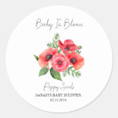 Baby in Bloom L Poppy Seeds Baby shower Ronde Sticker (Voorkant)