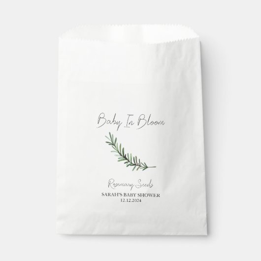 Baby in Bloom l Rosemary Seeds Baby shower Bedankzakje (Voorkant)