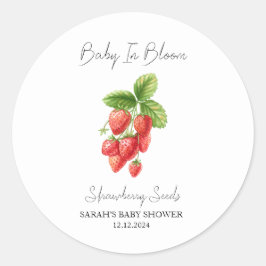 Baby in Bloom L Strawberry Seeds Baby shower Ronde Sticker