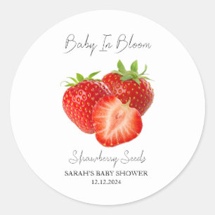 Baby in Bloom L Strawberry Seeds Baby shower Ronde Sticker