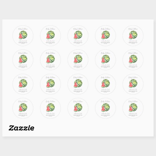 Baby in Bloom l Watermelon Seeds Baby shower Ronde Sticker (Vel)