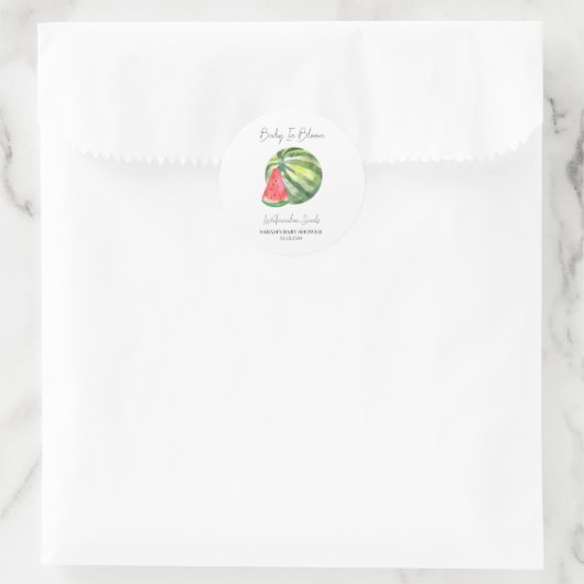 Baby in Bloom l Watermelon Seeds Baby shower Ronde Sticker (Tas)