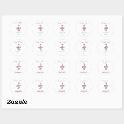 Baby in bloom l zoete erwtenzaden Baby shower Ronde Sticker (Vel)