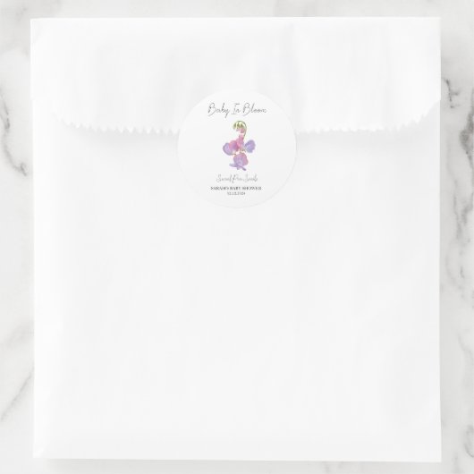 Baby in bloom l zoete erwtenzaden Baby shower Ronde Sticker (Tas)