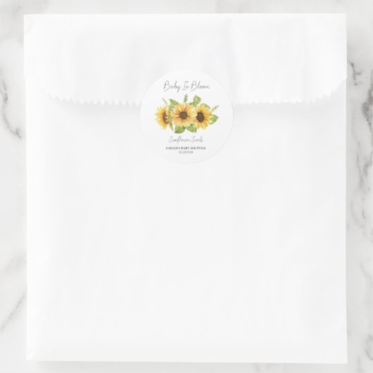 Baby in Bloom L Zonnebloempitten Baby shower Ronde Sticker (Tas)