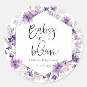 Baby in Bloom Lavendel Favor Ronde Sticker