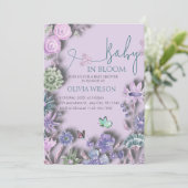 Baby in Bloom Lavendel Lila Bloemen Baby shower Kaart (Staand voorkant)