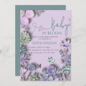 Baby in Bloom Lavendel Lila Bloemen Baby shower Kaart (Voorkant / Achterkant)