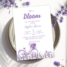 Baby in Bloom Lavender Bicycle Baby shower Kaart